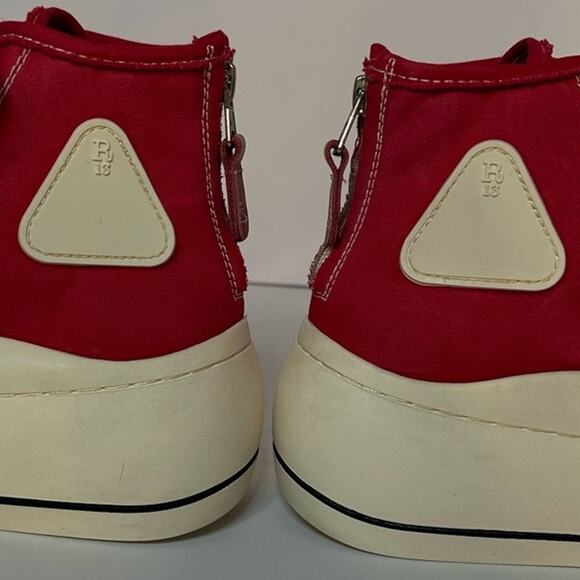 R13 Kirk High Top Sneaker Red Canvas + Distressed White Platform EU 38 US 8 - Picture 2 of 12